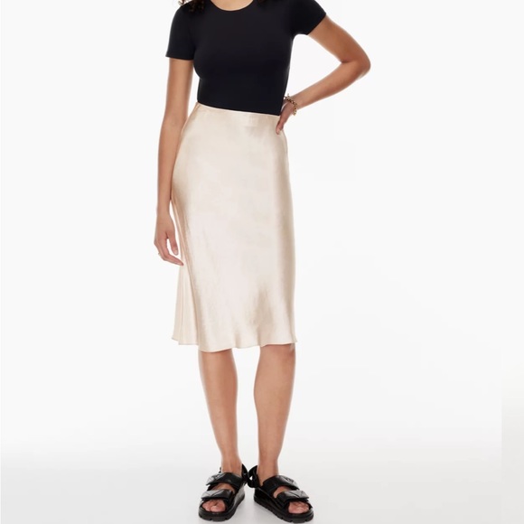 Babaton Dresses & Skirts - Aritzia Babaton Slip Midi Satin Skirt Nude